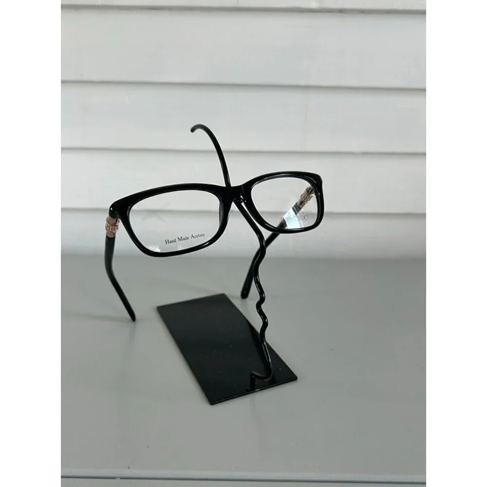 NWB Jimmy Choo Women's Black Gold Crystals Acetate Designer Cat Eye Glasses‎